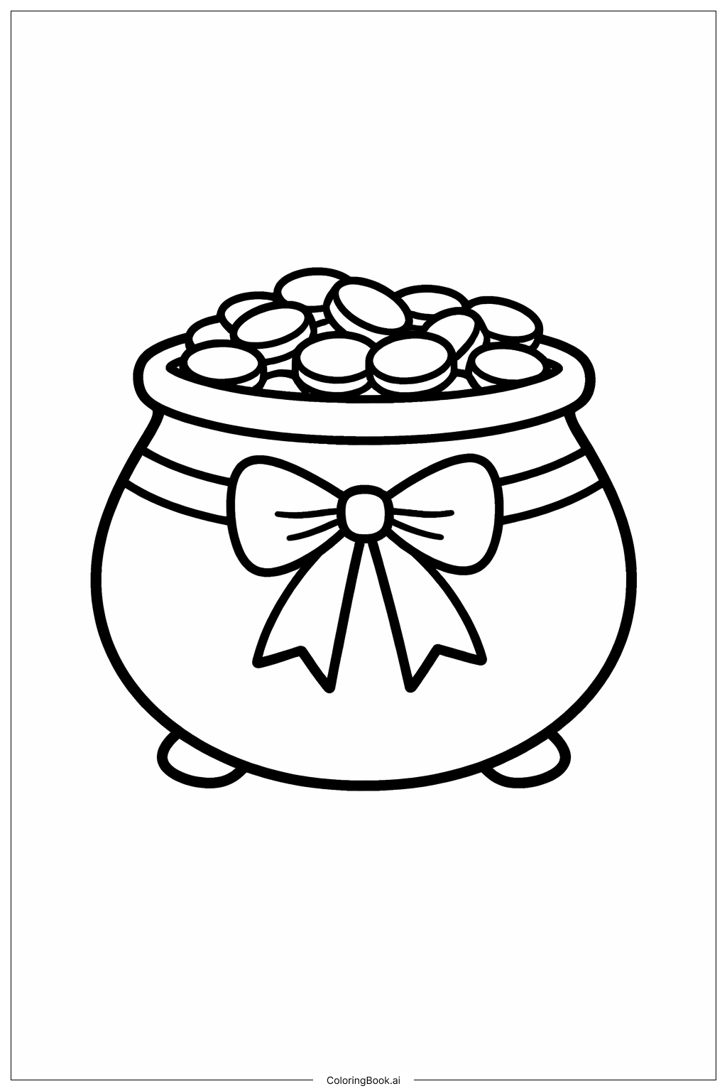  Pot Of Gold With Bow Coloring Page 