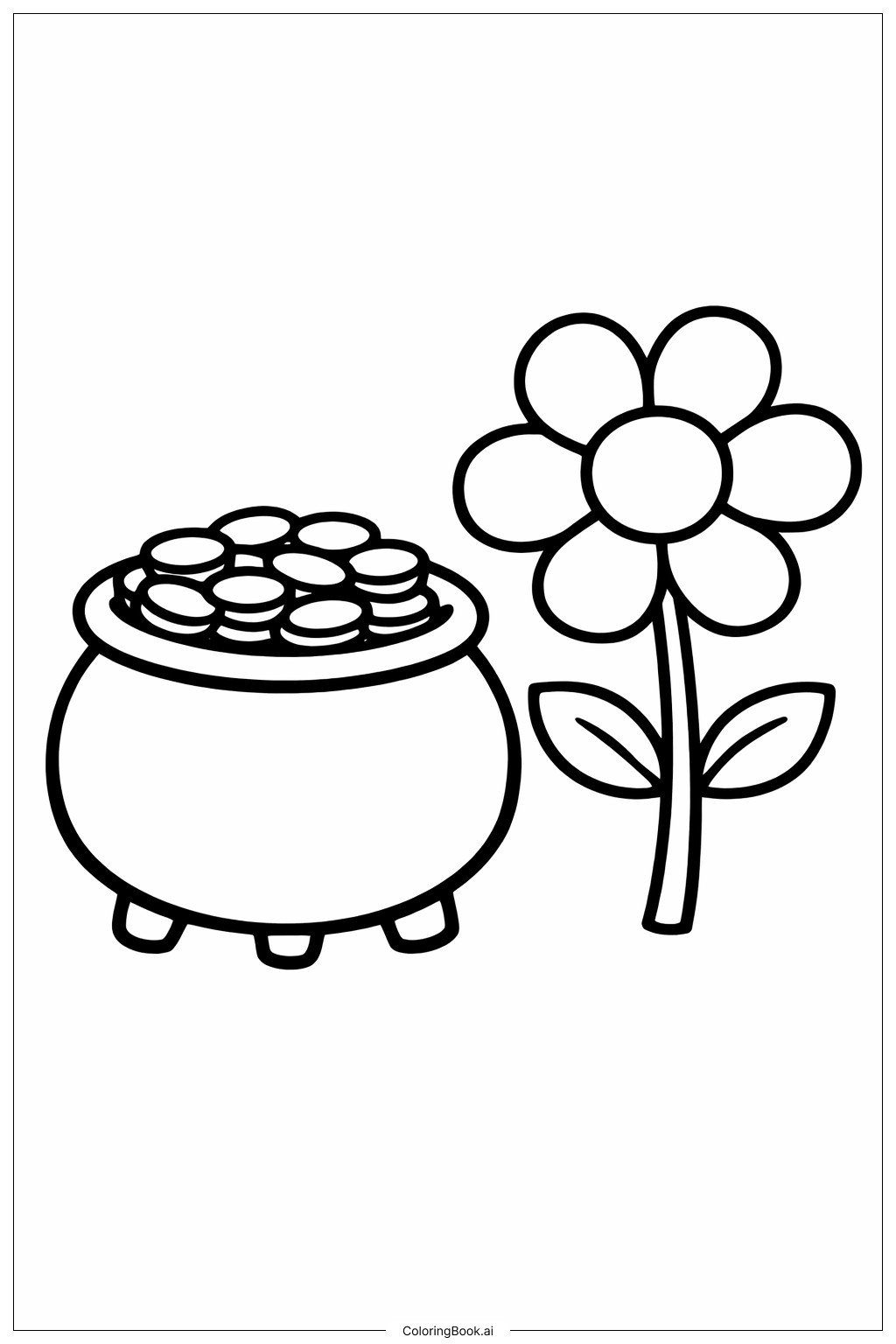  Pot Of Gold With Flower Coloring Page 