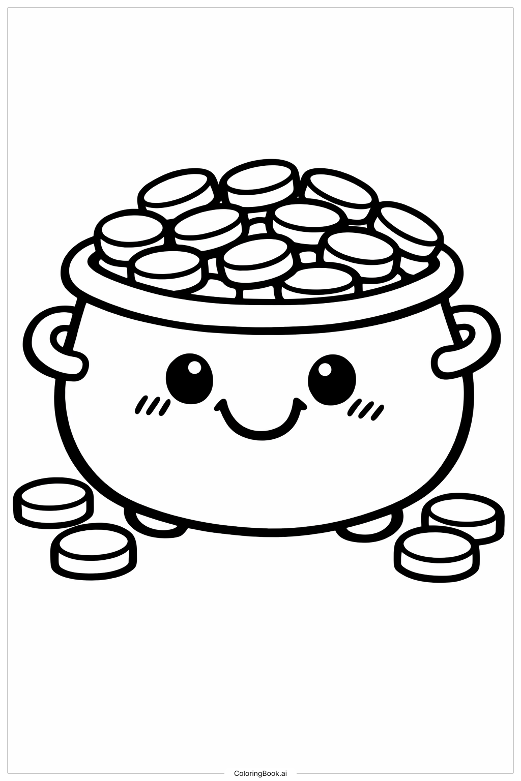  Pot Of Gold With Happy Face Pot Coloring Page 