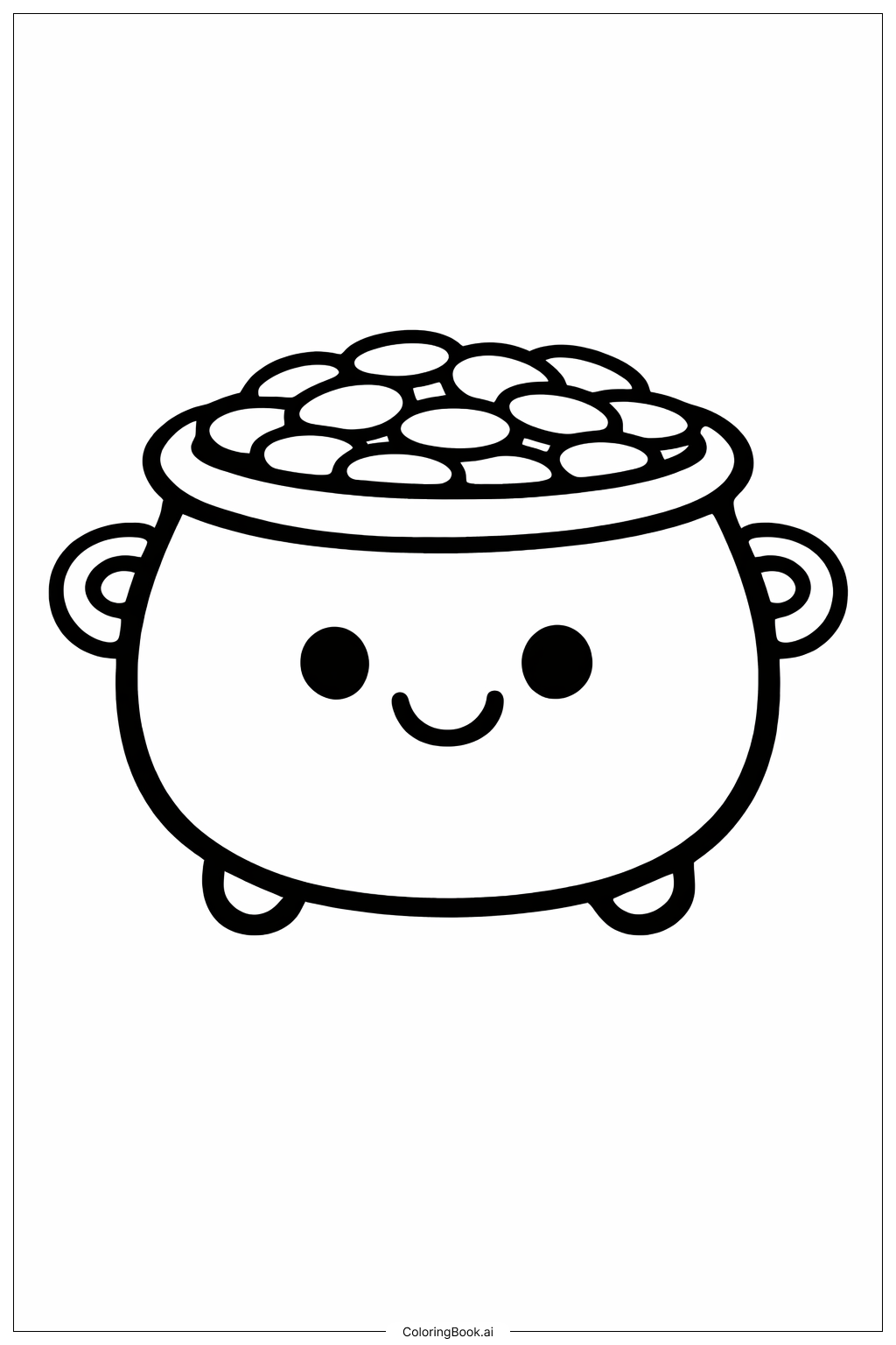 Pot Of Gold With Smiling Face Coloring Page 
