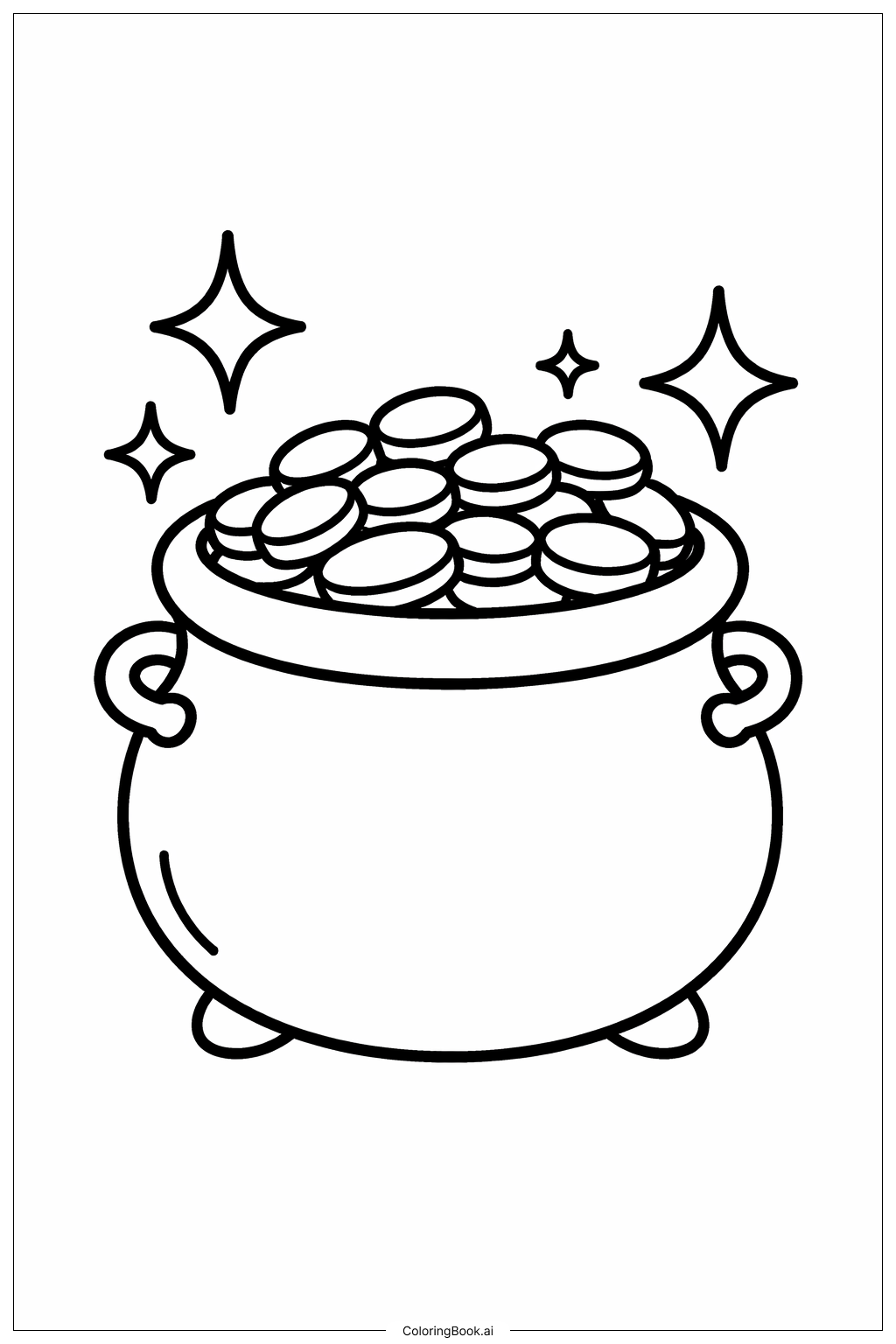  Pot Of Gold With Sparkles Coloring Page 