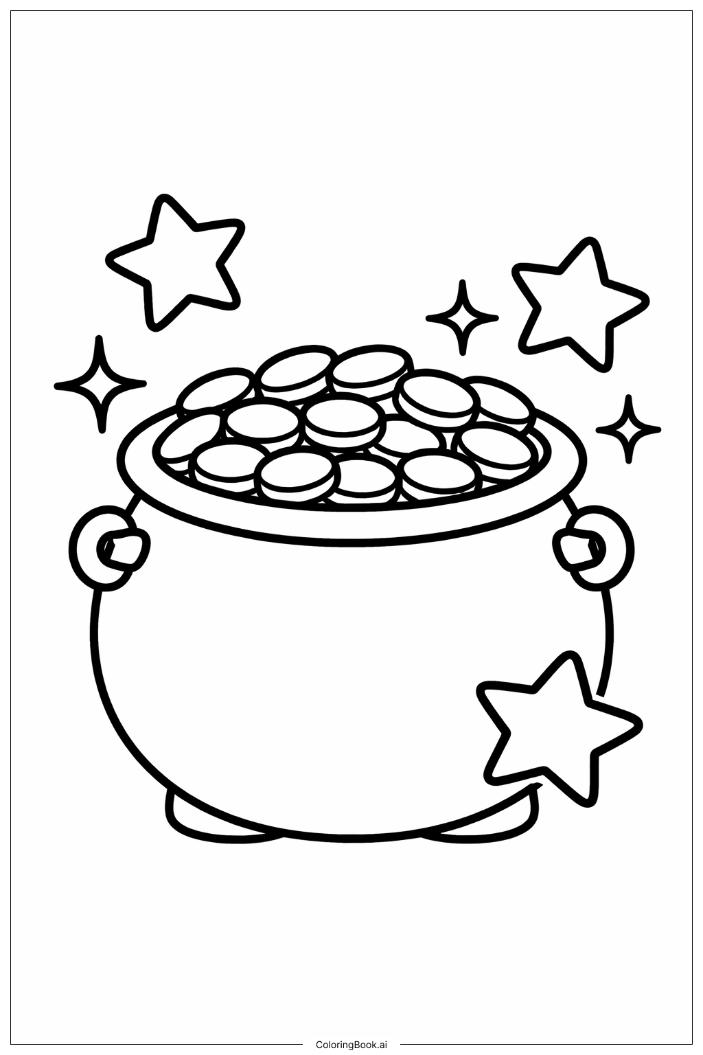 Pot Of Gold With Stars Coloring Page 