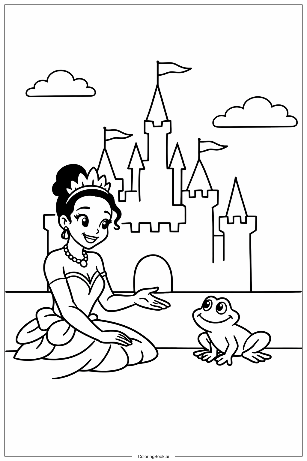공주와 개구리 색칠공부 페이지