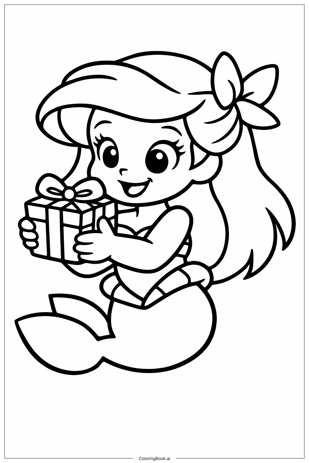 Prinzessin Arielle hält ein Geschenk