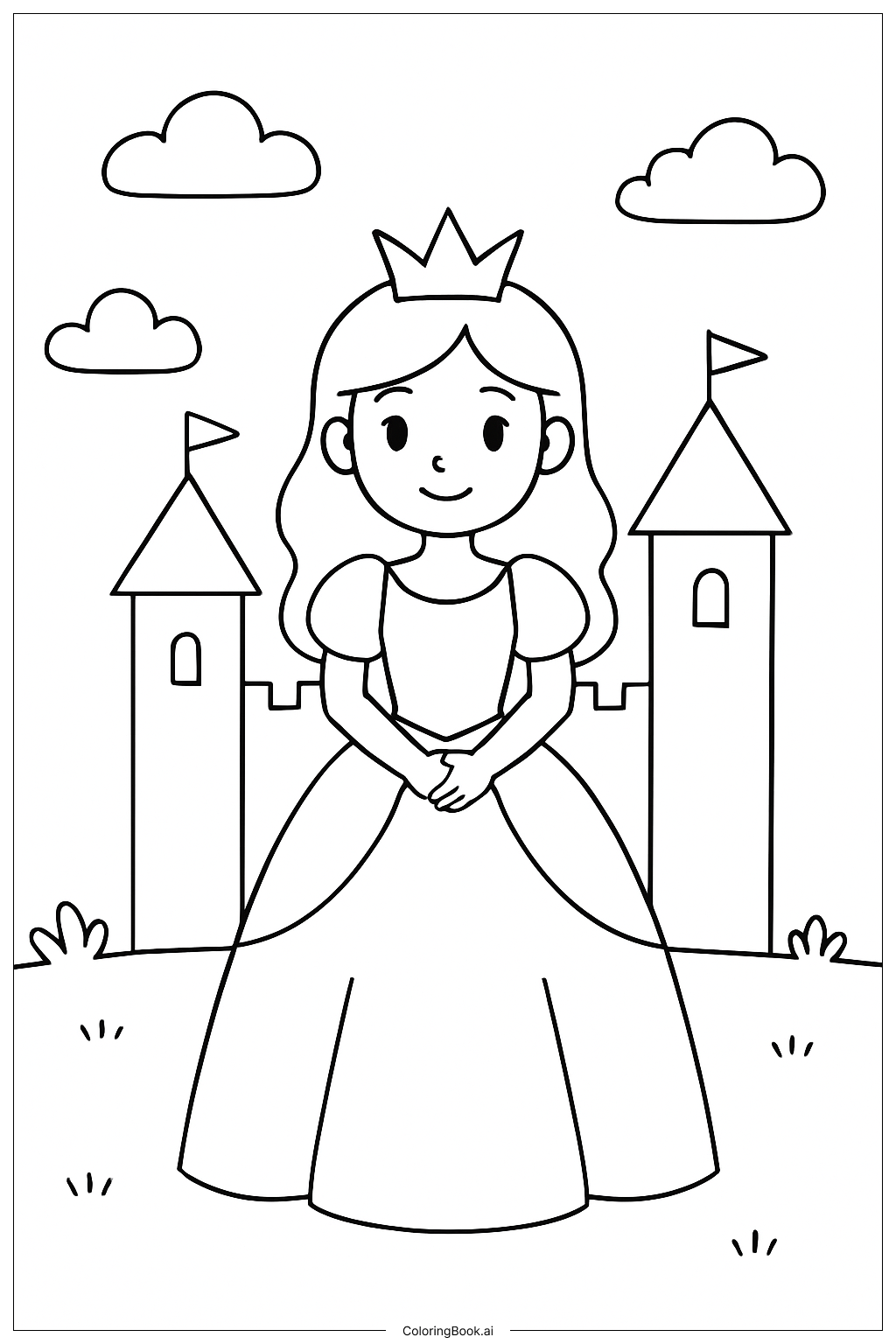  小城堡的公主填色页 