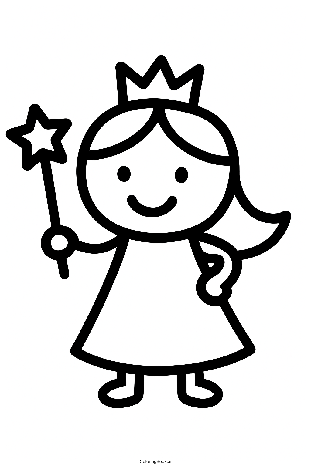  拿着魔杖的公主填色页 