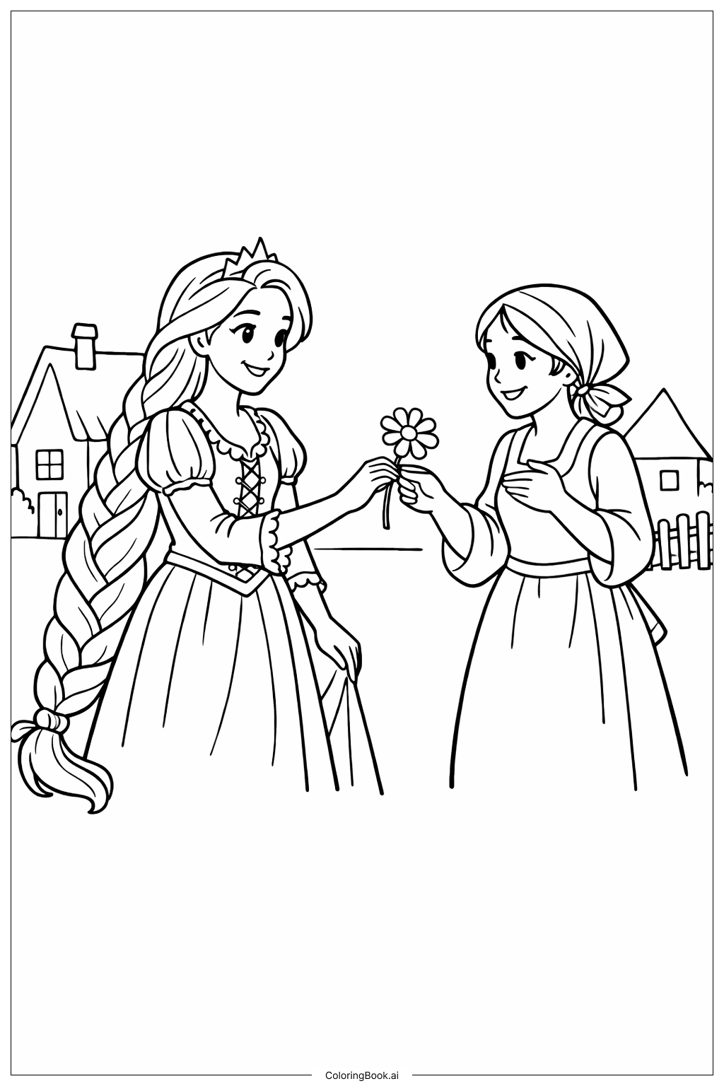 La Princesa Rapunzel Ayudando a un Aldeano