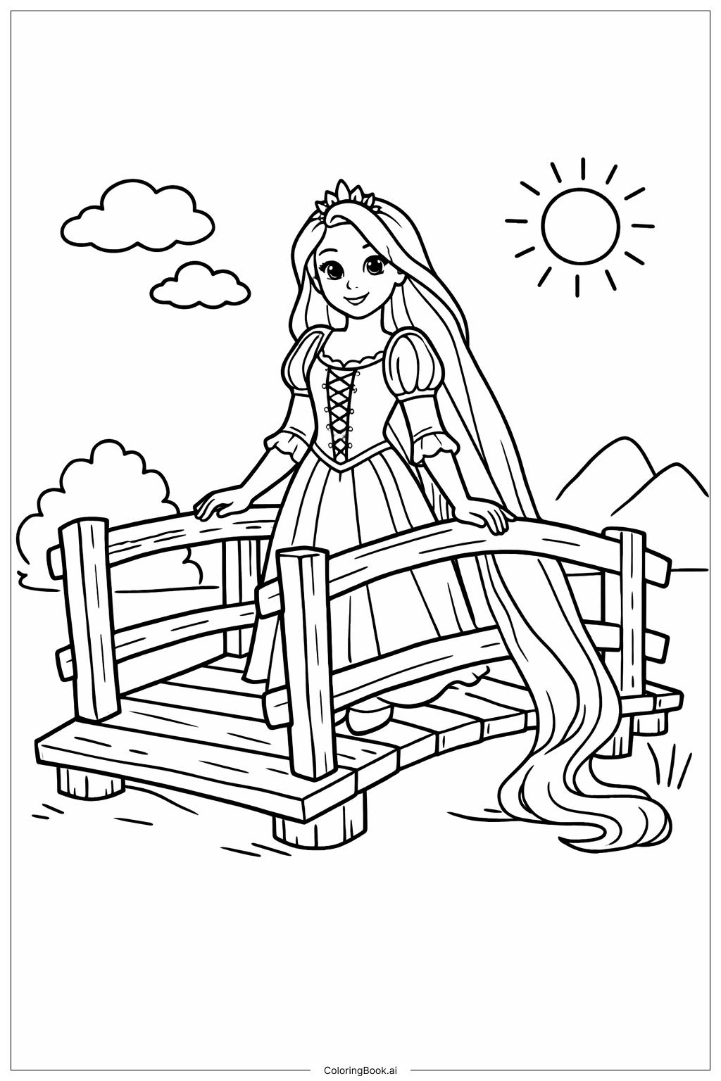 Página para colorear de Princesa Rapunzel