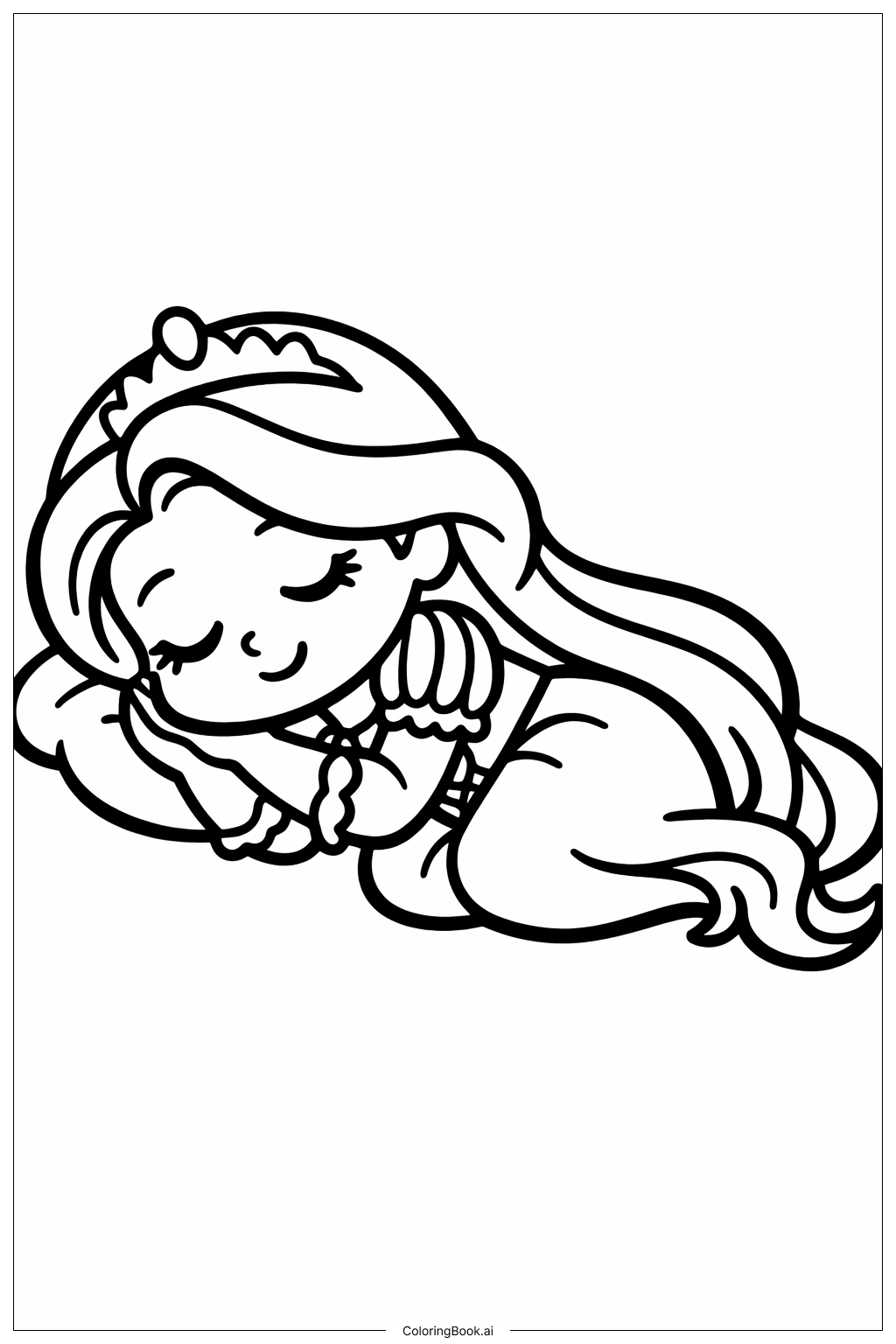  Página para colorear de Princesa Rapunzel Durmiendo 