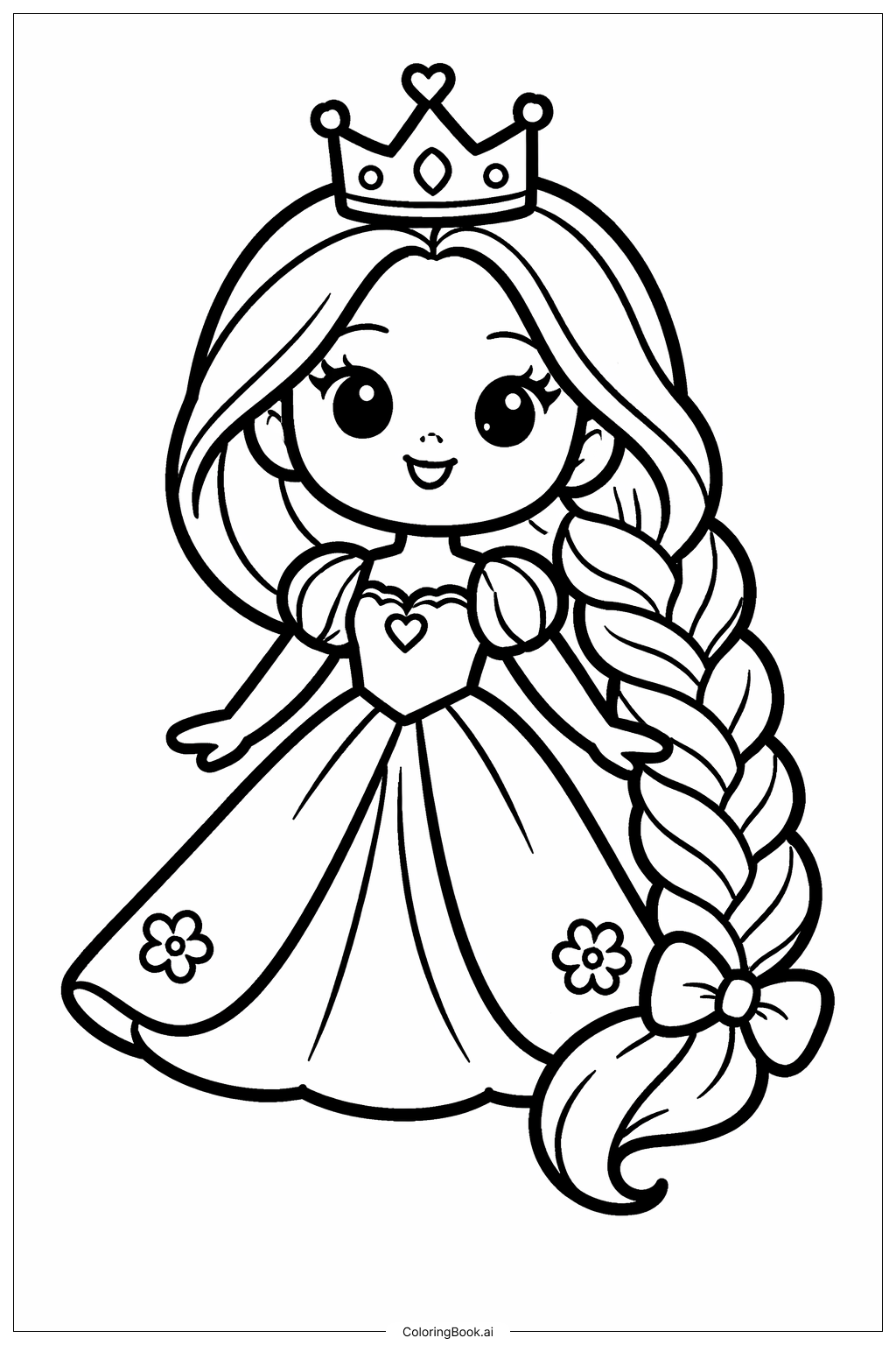 Página para colorear de Princesa Rapunzel con Corona 