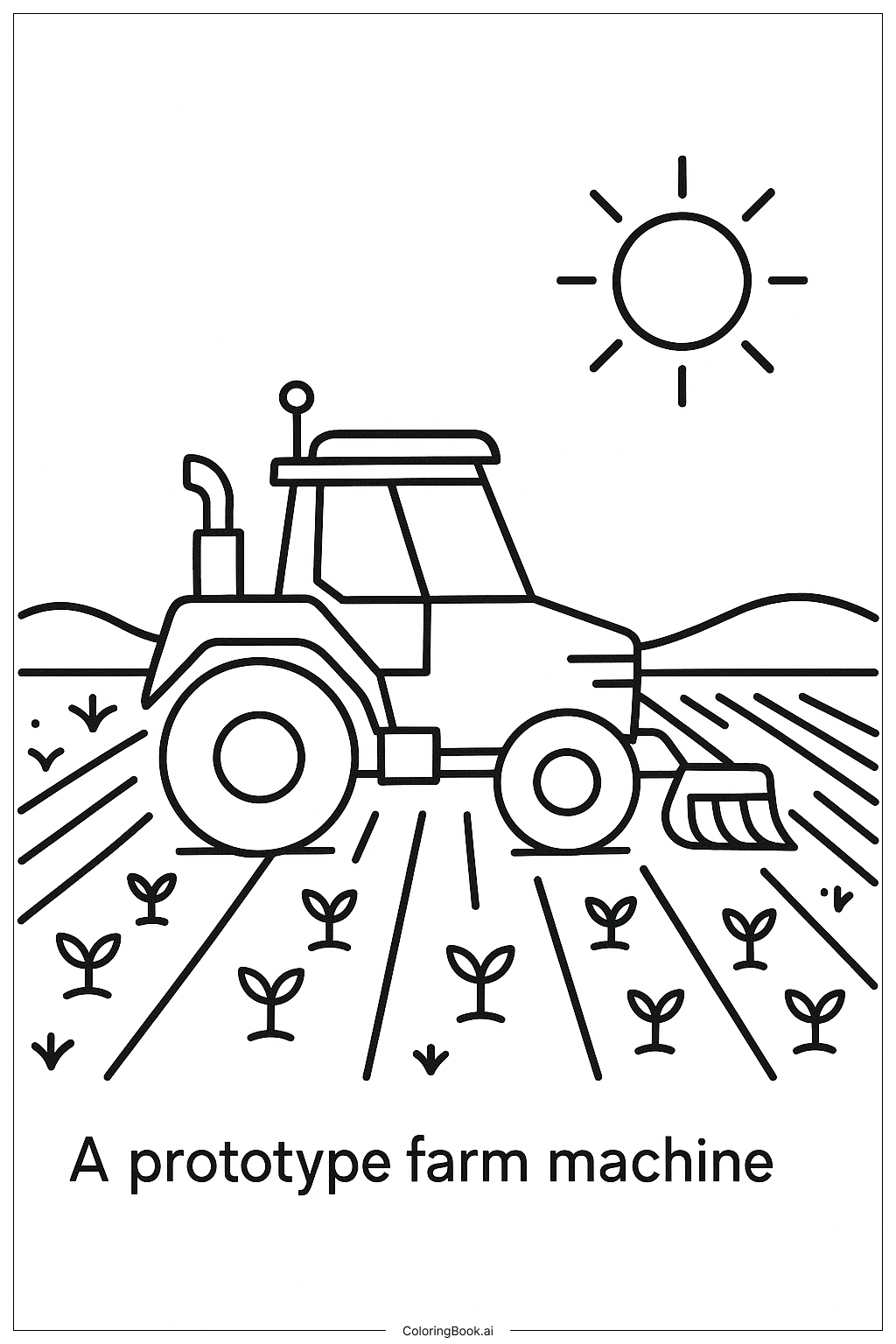  プロトタイプ農業機械の塗り絵ページ 