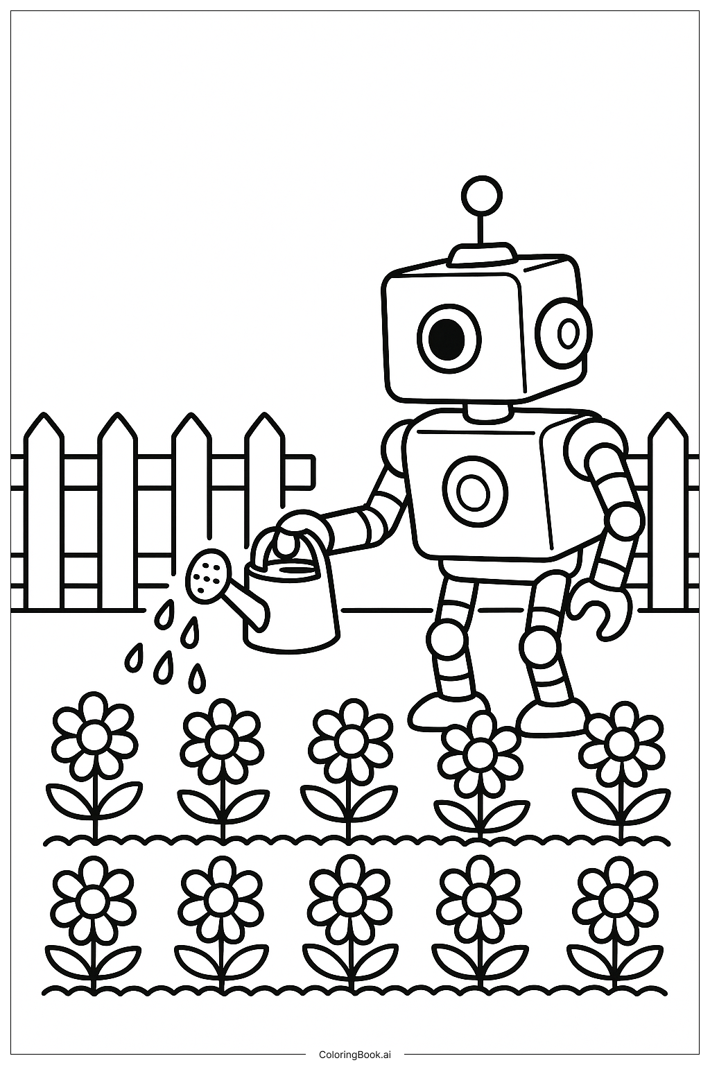  Page de coloriage Robot Prototype de Jardin 