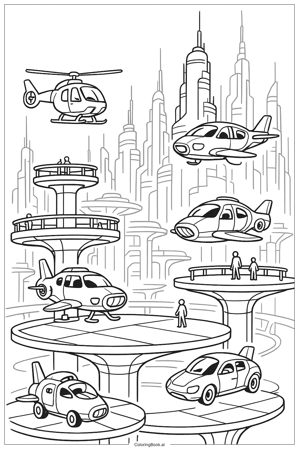 Prototype Skyport With Vehicles著色頁 