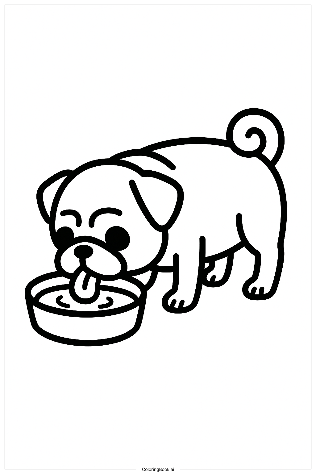  巴哥喝水著色頁 