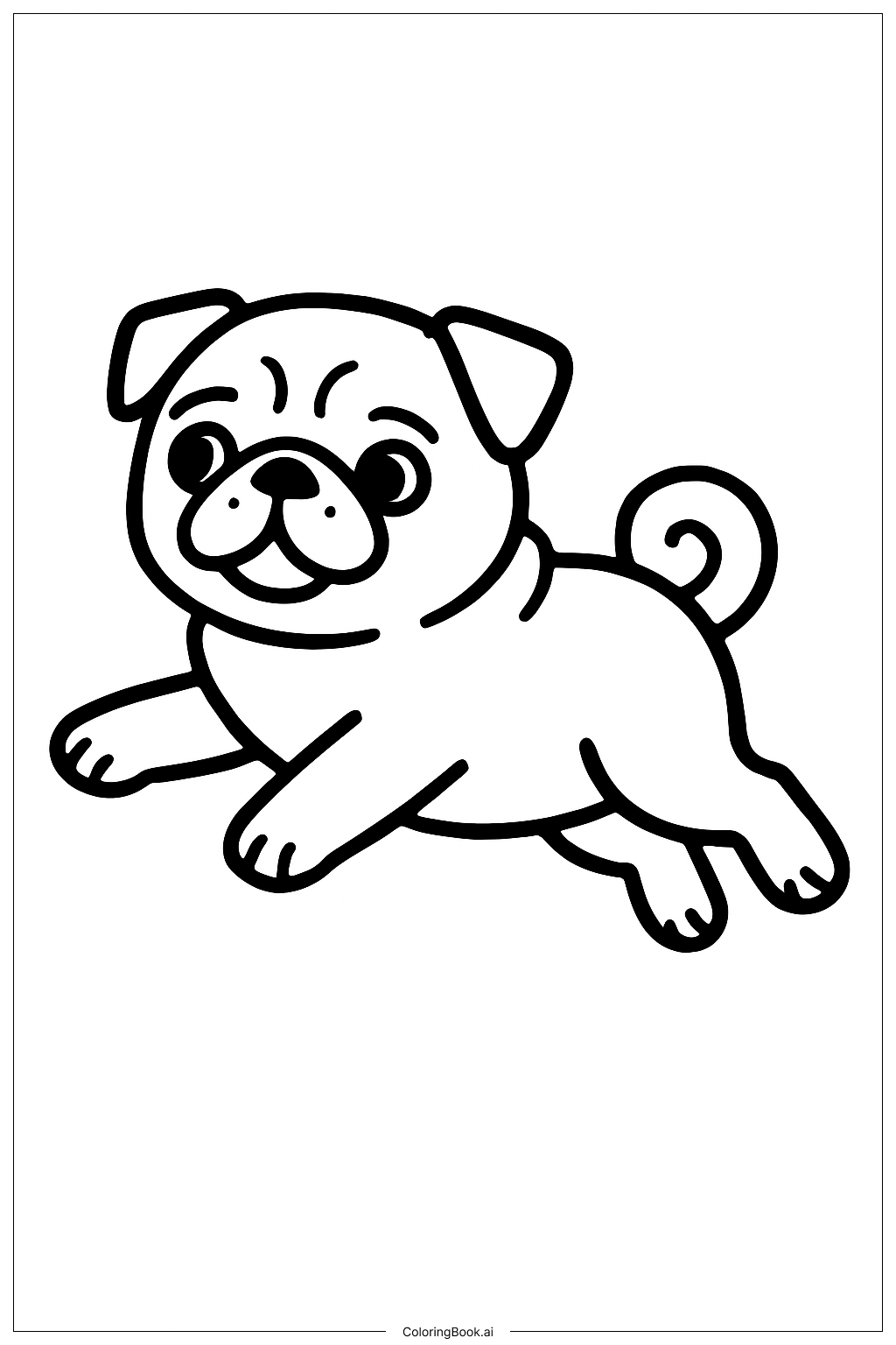  巴哥犬跳躍著色頁 