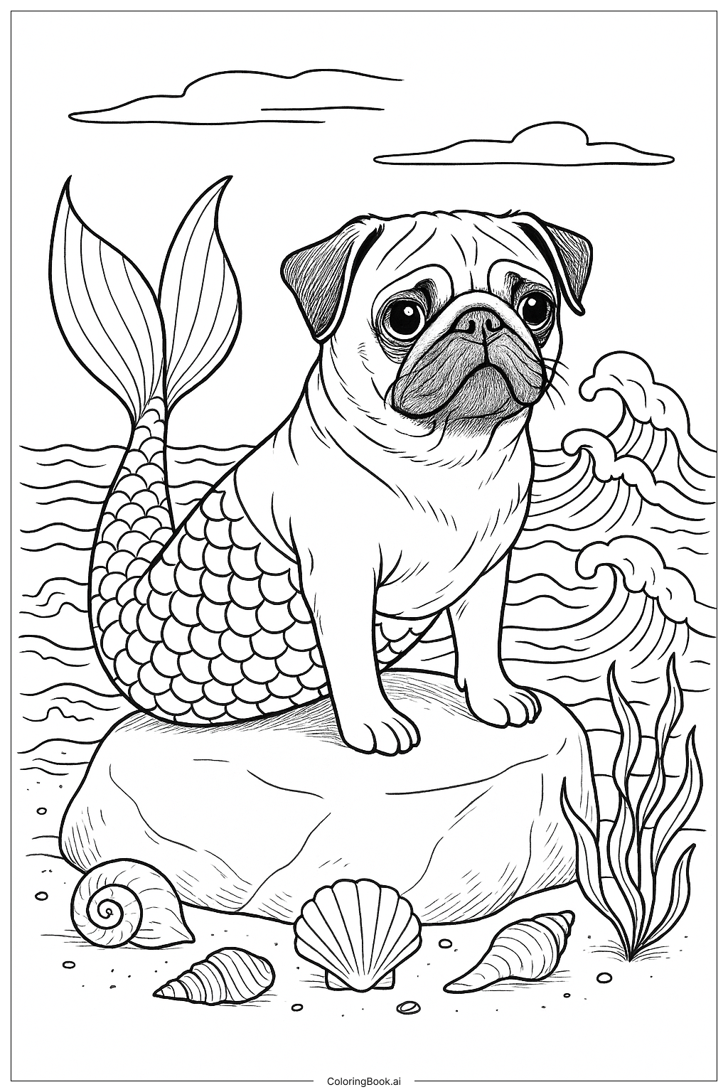 石頭上的巴哥美人魚