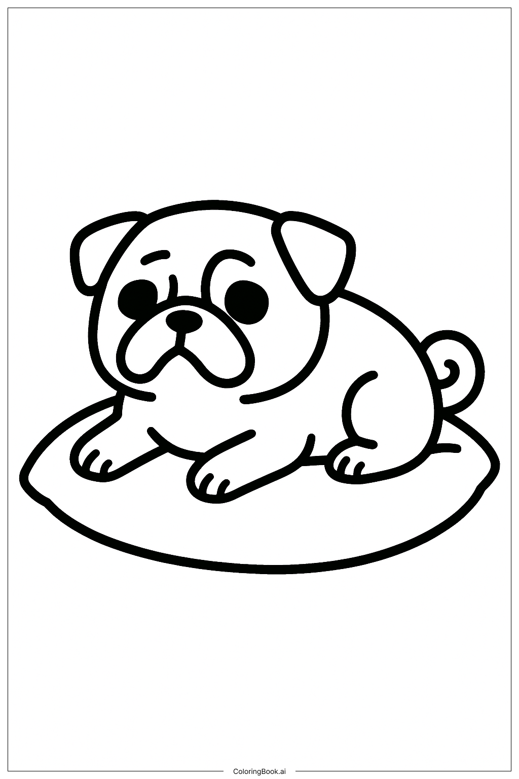  沙皮狗躺枕頭上著色頁 