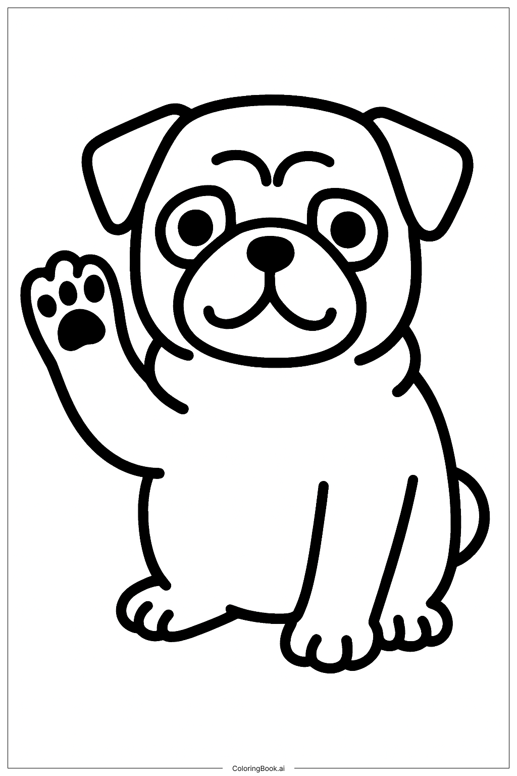  巴哥狗揮爪著色頁 