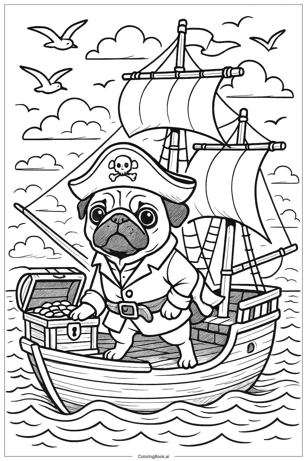  巴哥海盜大冒險著色頁 