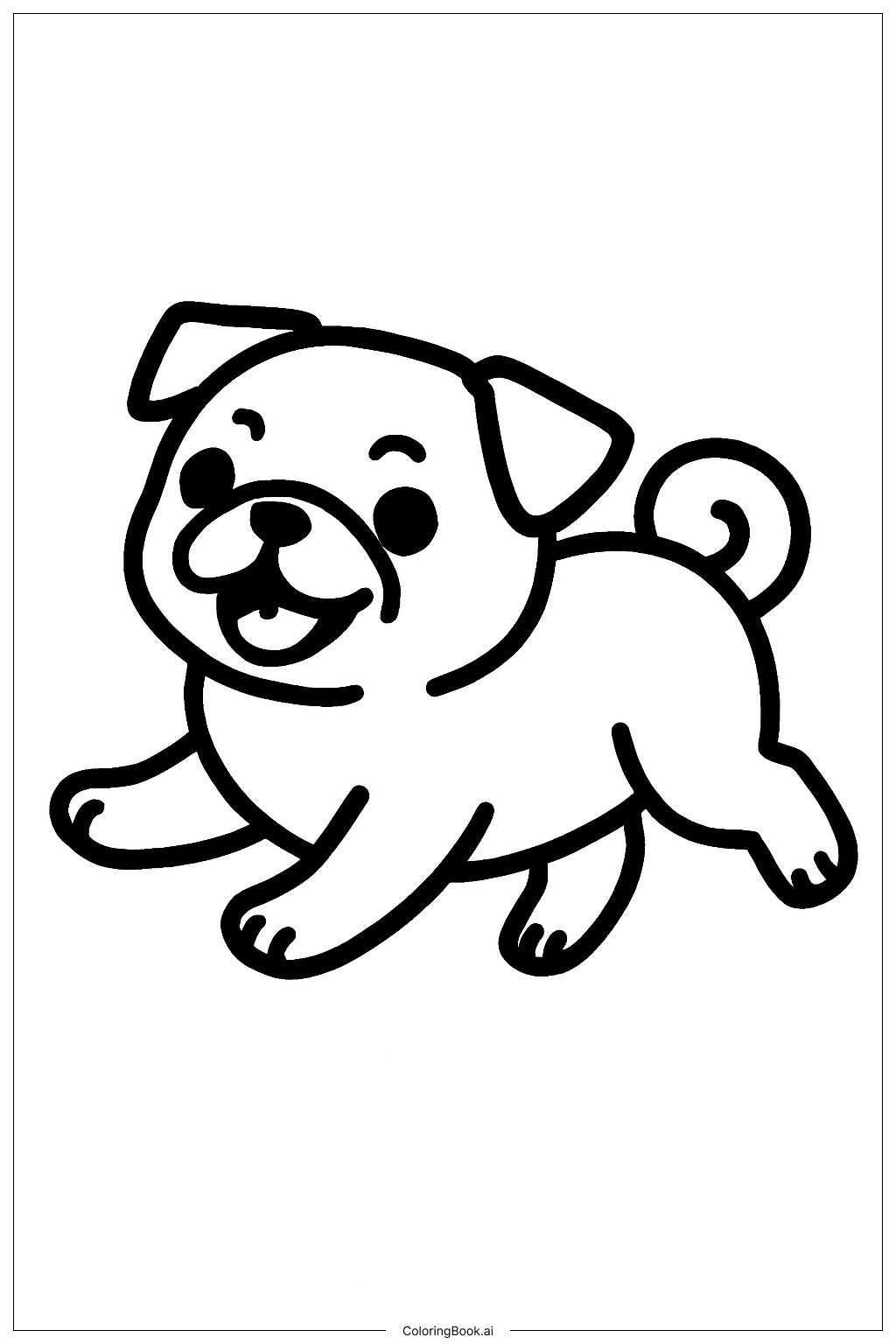  跑步的巴哥犬著色頁 