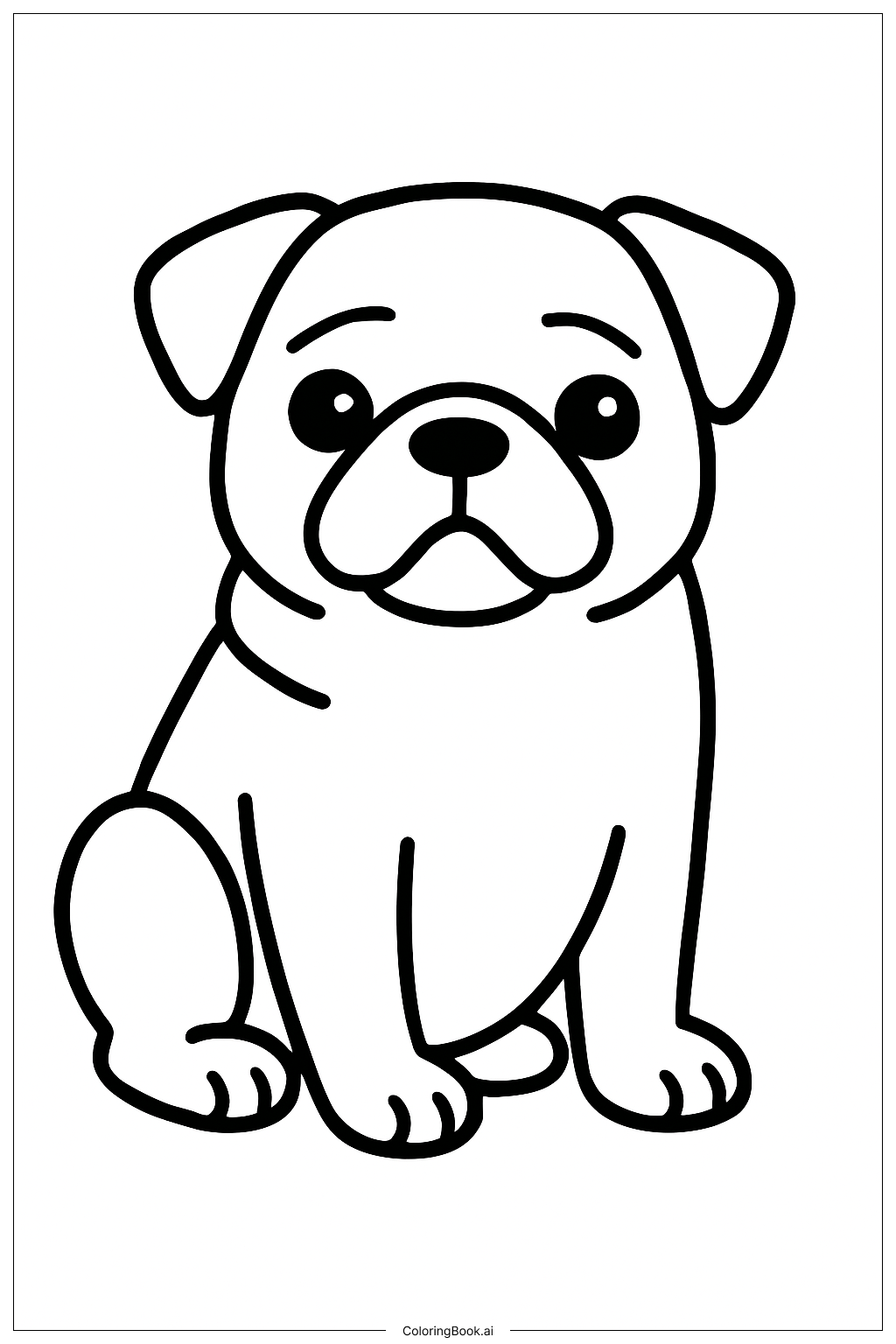  坐著的哈巴狗著色頁 