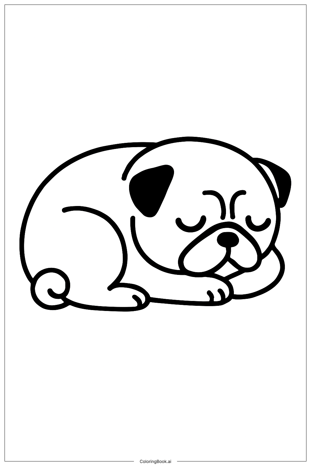  睡覺的哈巴狗著色頁 