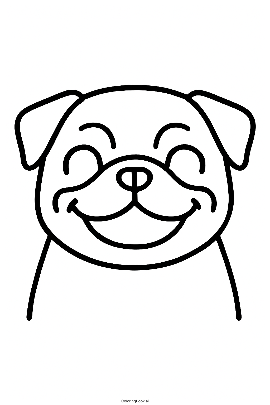  巴哥犬笑臉著色頁 