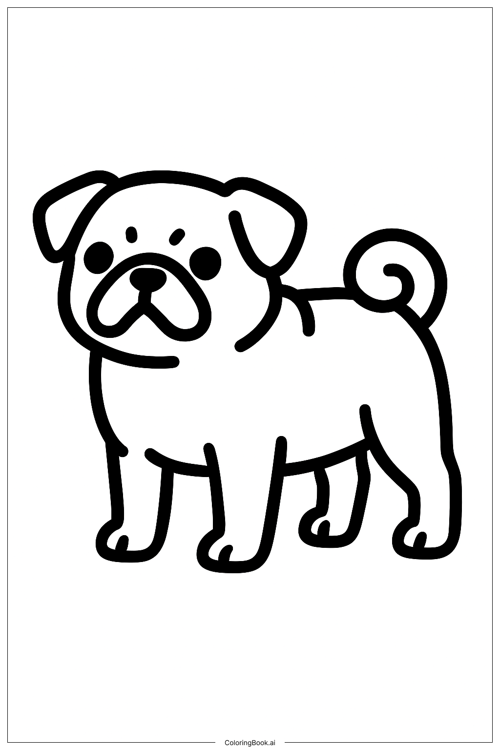  站立的巴哥犬著色頁 