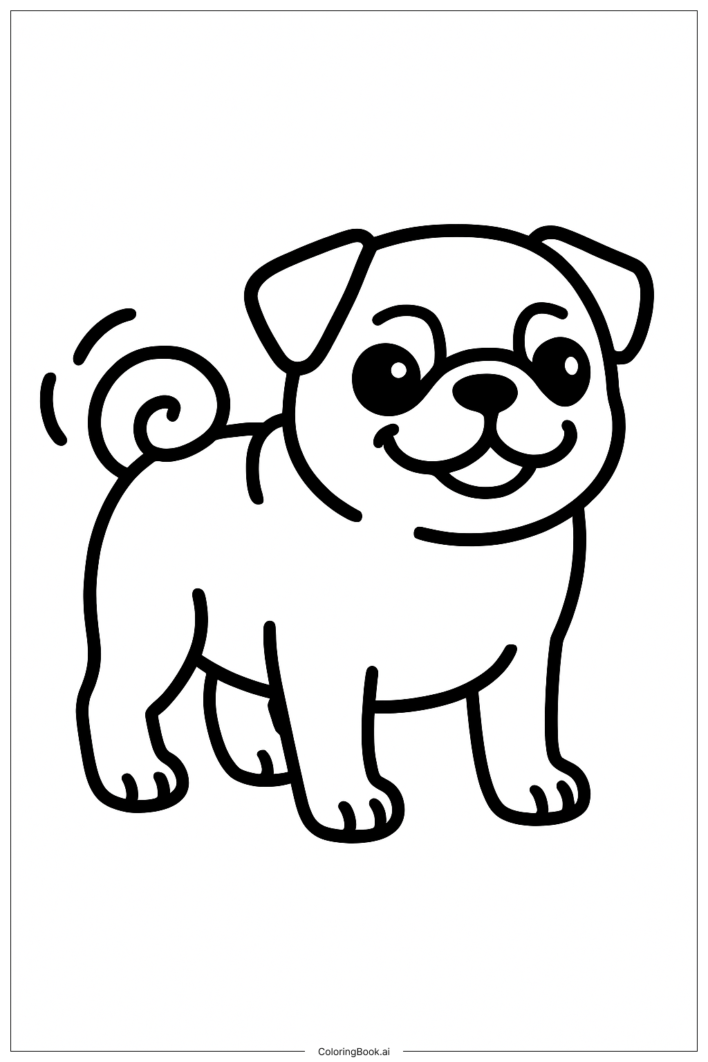  哈巴狗搖尾巴著色頁 