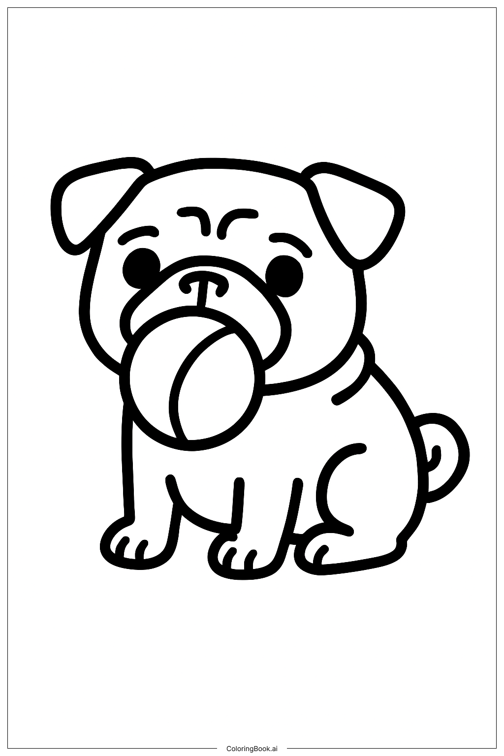  手拿球的巴哥犬著色頁 