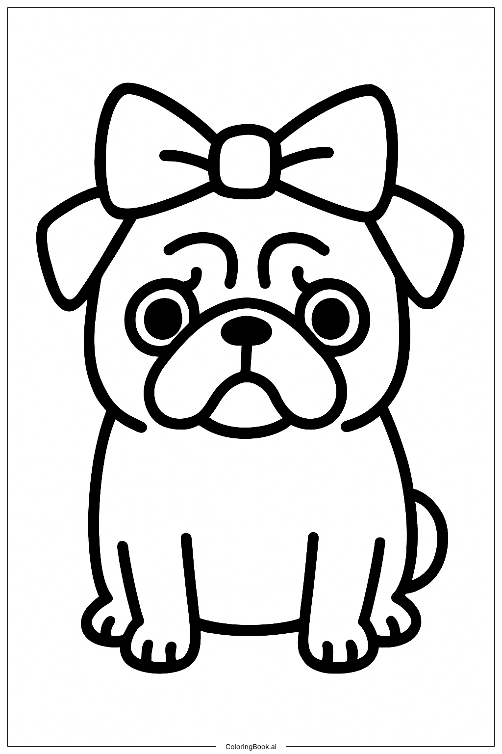  蝴蝶結巴哥犬著色頁 