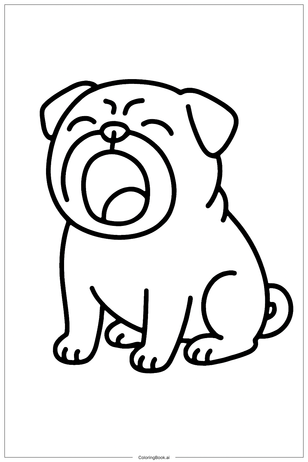  哈欠巴哥犬著色頁 