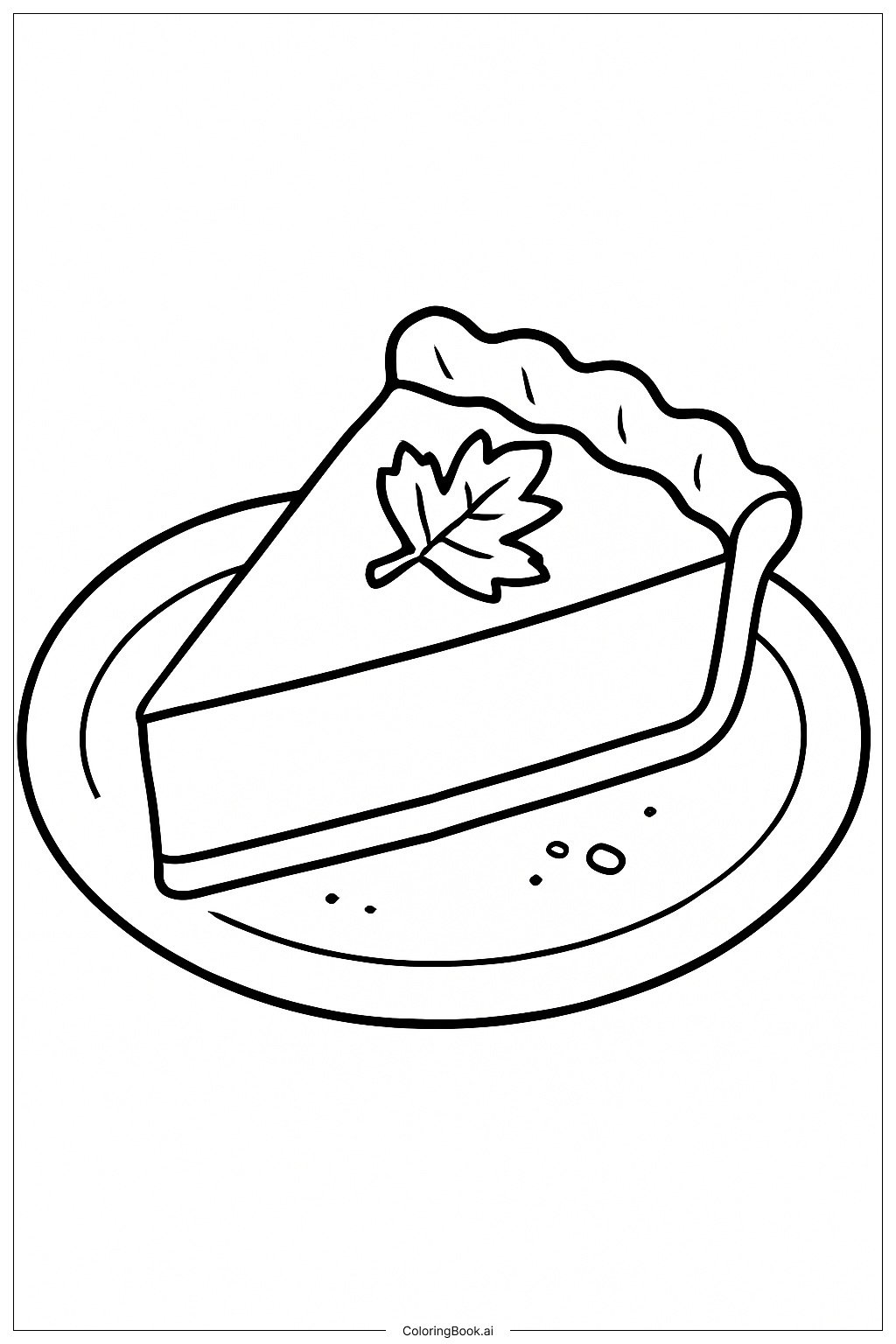  Pumpkin Pie On Plate Fall Coloring Page 