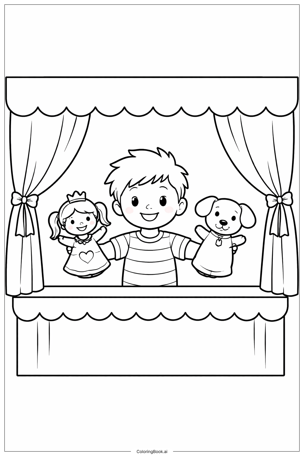  Trang tô màu Nhân Vật Múa Rối 