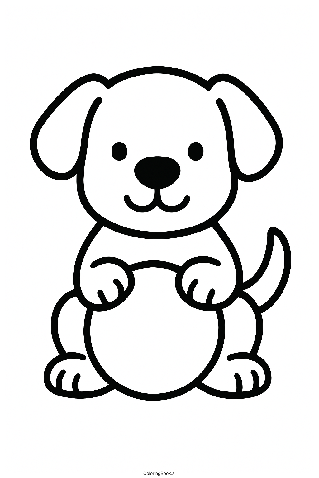  ボールと子犬の塗り絵ページ 