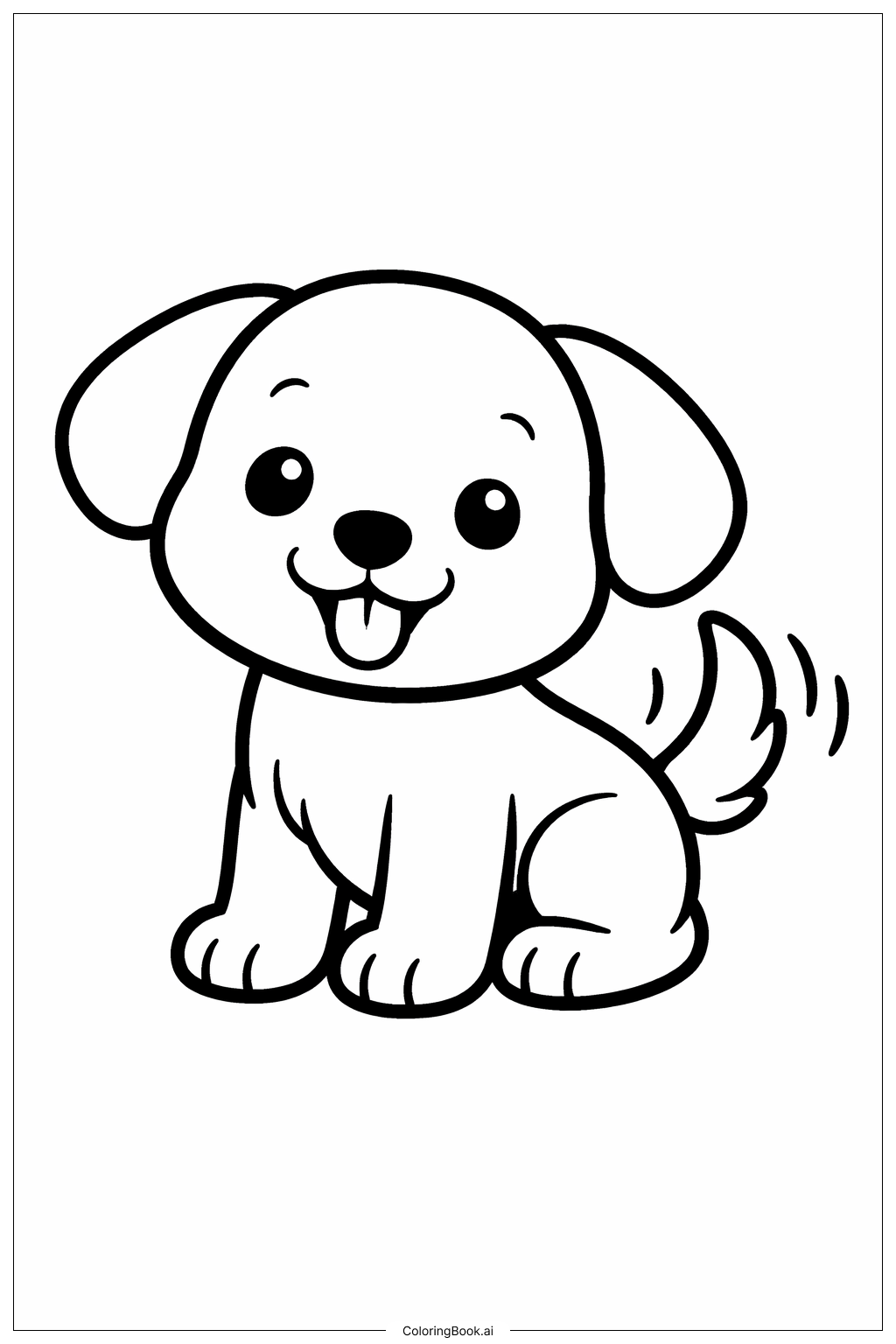  Page de coloriage Chiot remuant la queue 