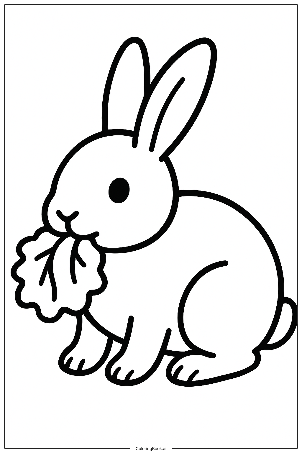  Página para colorear de Conejo comiendo lechuga 