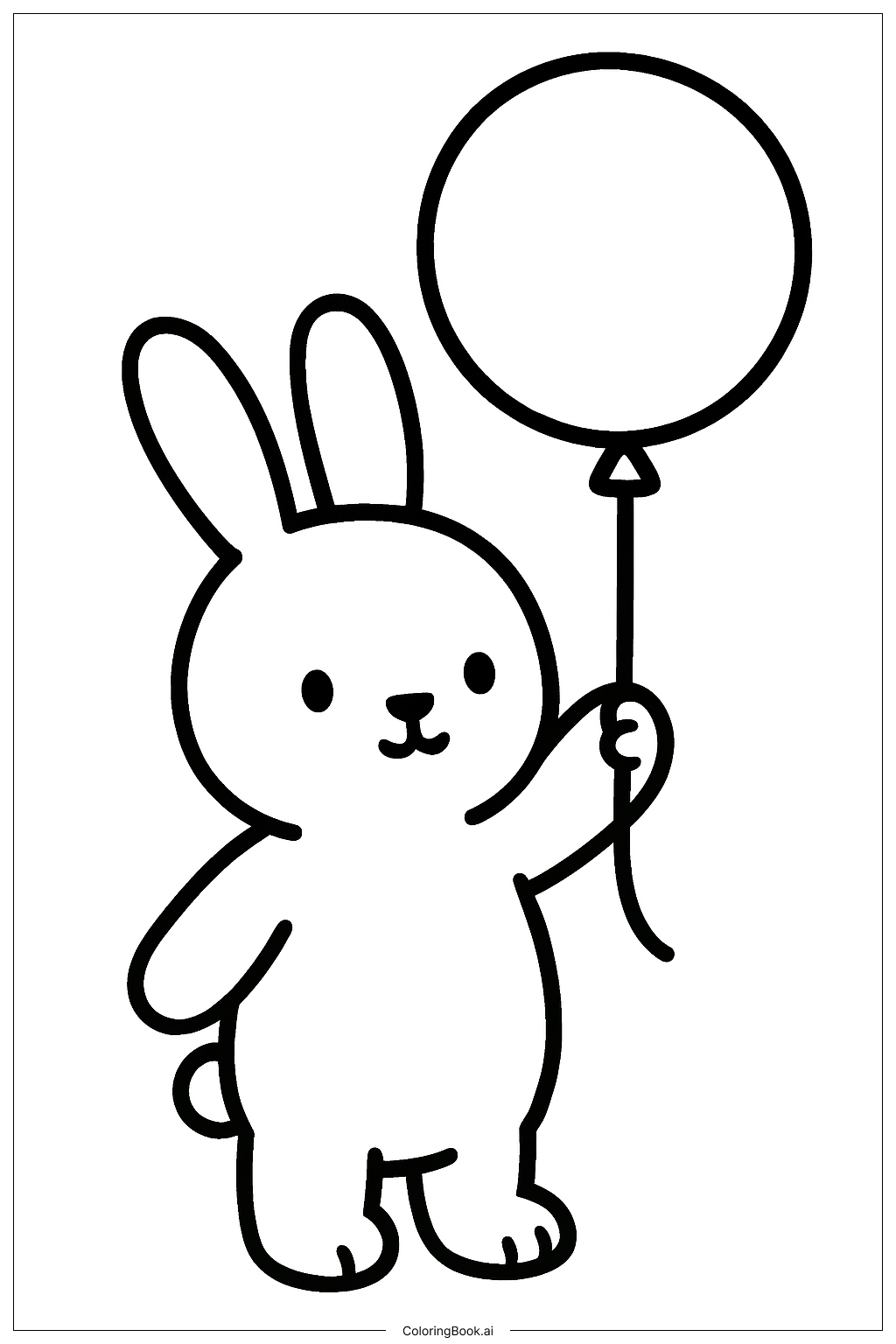  Página para colorear de Conejo Sosteniendo un Globo 