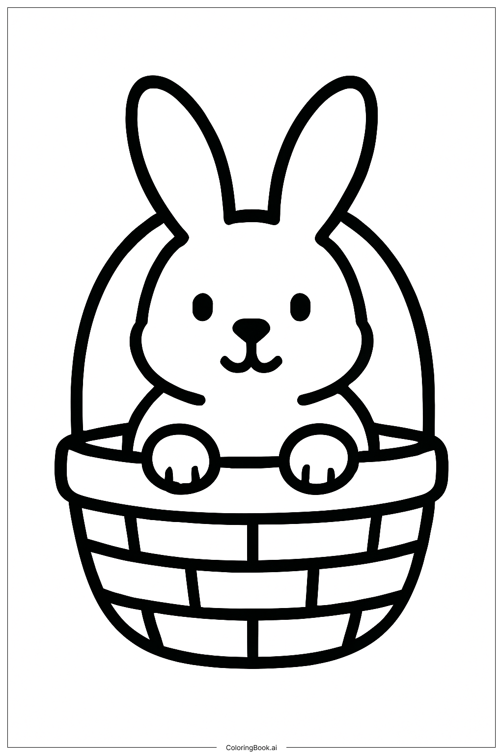  Página para colorear de Conejo en Cesta 