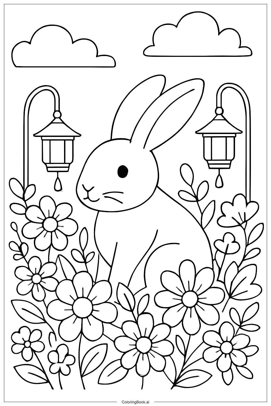 Page De Coloriage Lapin Dans Un Jardin Magique PDF PNG Imprimables Page De Coloriage Lapin Dans Un Jardin Magique PDF PNG Imprimables