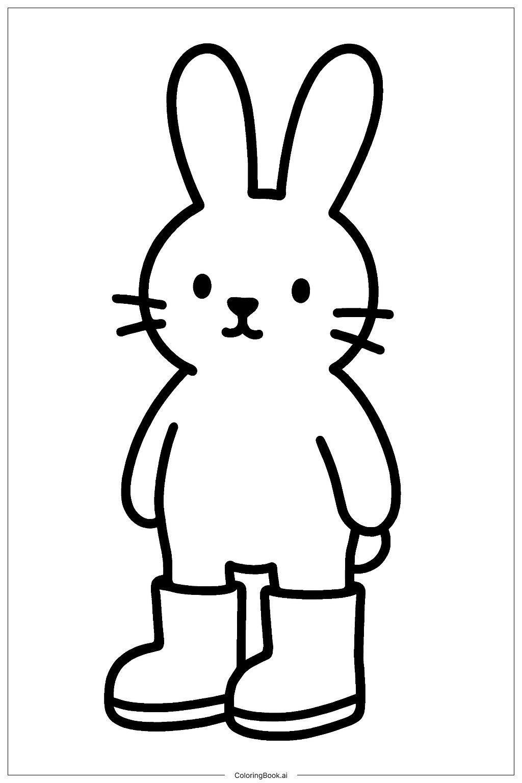 長靴をはいたウサギの塗り絵ページ