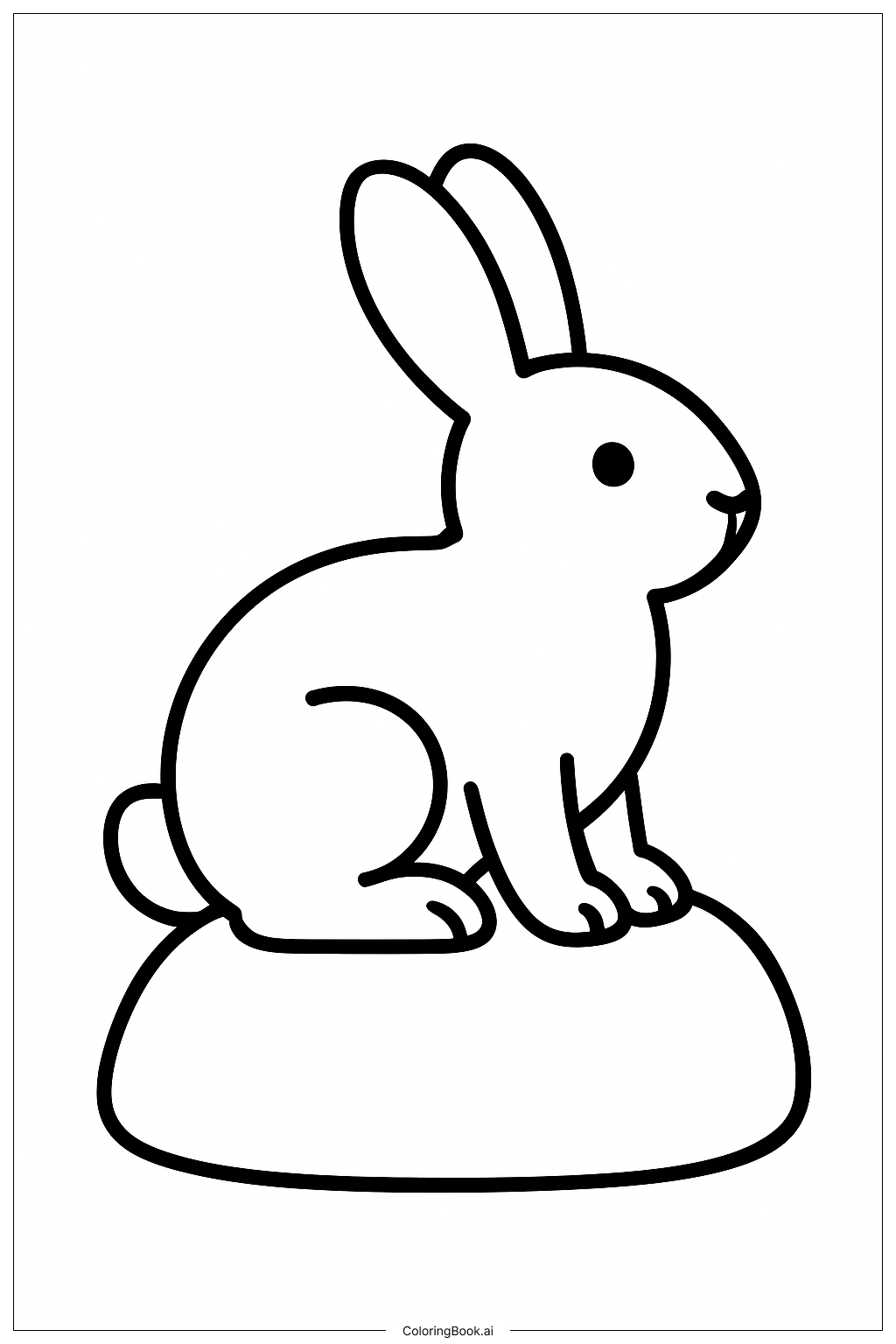 岩の上のウサギの塗り絵ページ