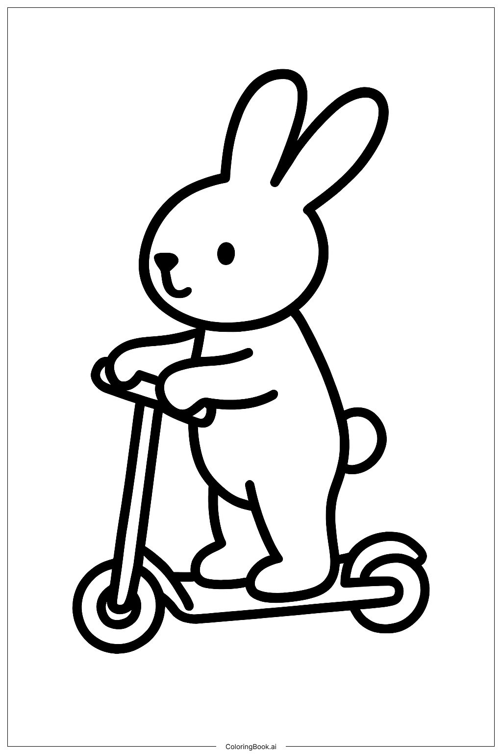  Página para colorear de Conejo en patinete 