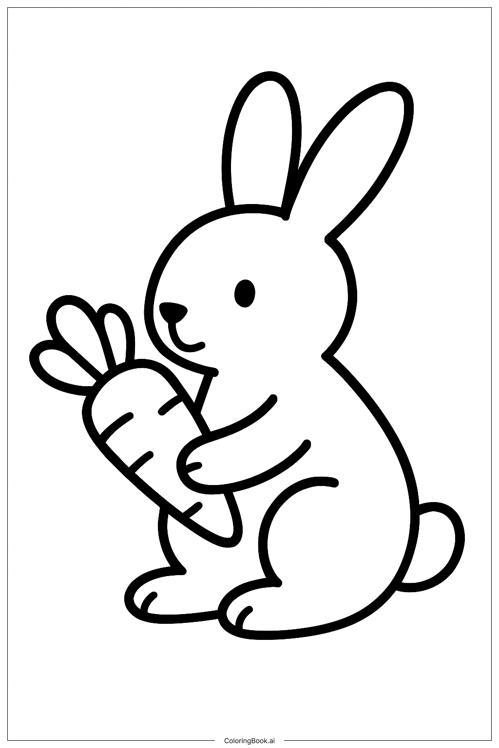  Página para colorear de Conejo con Zanahoria 