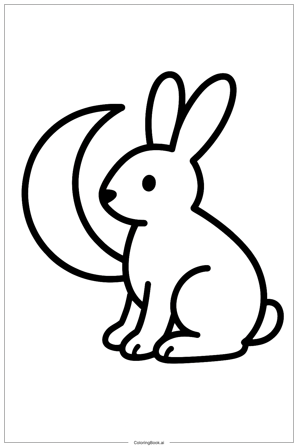  Página para colorear de Conejo con Luna 