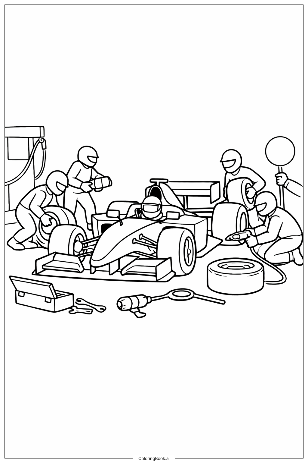  赛车进站填色页 