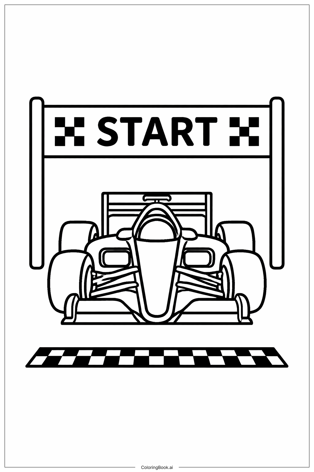  赛车在起跑线上填色页 