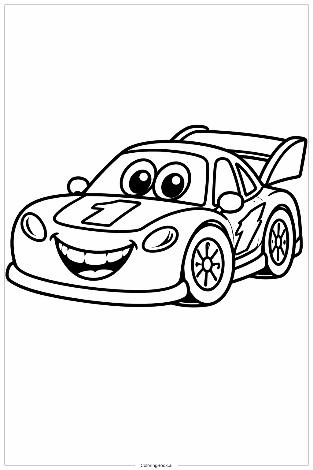  赛车大笑脸填色页 