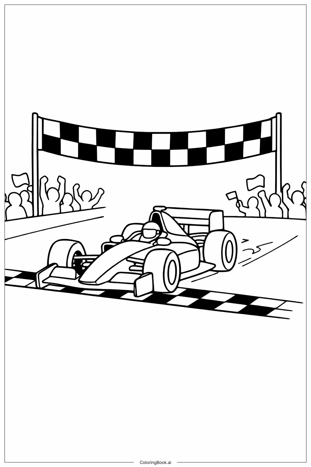  赛车冲过终点线填色页 