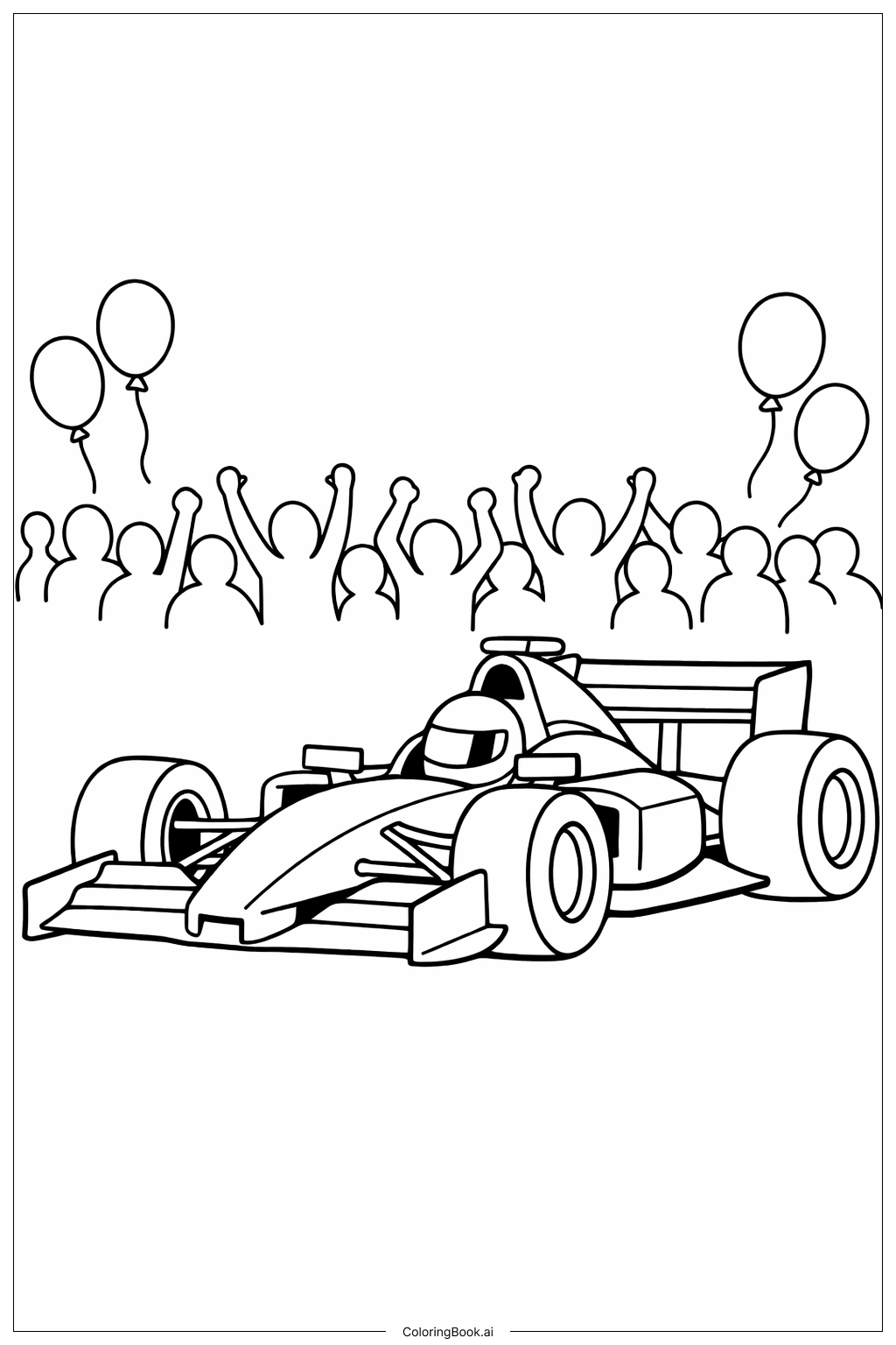  人群中的赛车填色页 